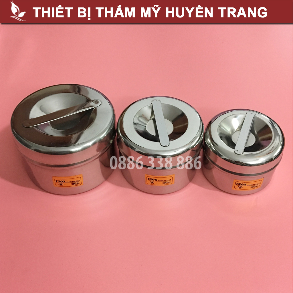 Hộp Inox Đựng Bông, Bông Tẩy Trang, Dụng Cụ Spa, Thẩm Mỹ Huyền Trang NANOCEE