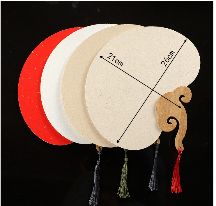 Quạt giấy lụa trơn - bộ kit diy họa tiết tự vẽ cổ trang hiện đại thư pháp quạt cán gỗ - tua rua mie shop
