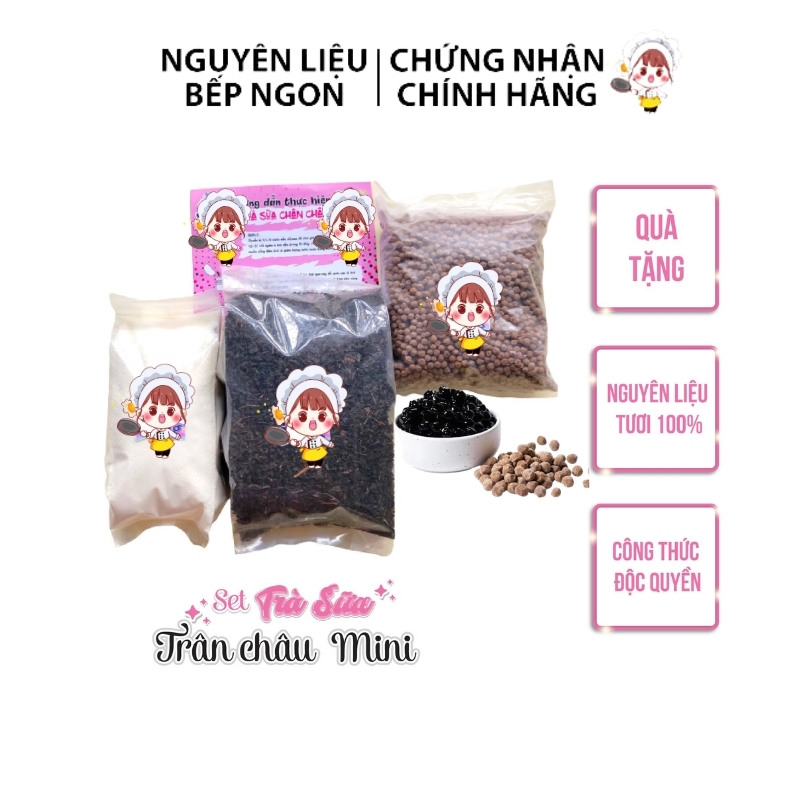 SET NGUYÊN LIỆU TRÀ SỮA TRÂN CHÂU MINI DZÒN DZÒN DAI DAI TỰ PHA NẤU ĐƯỢC 42-45 LY - NGUYÊN LIỆU BẾP NGON