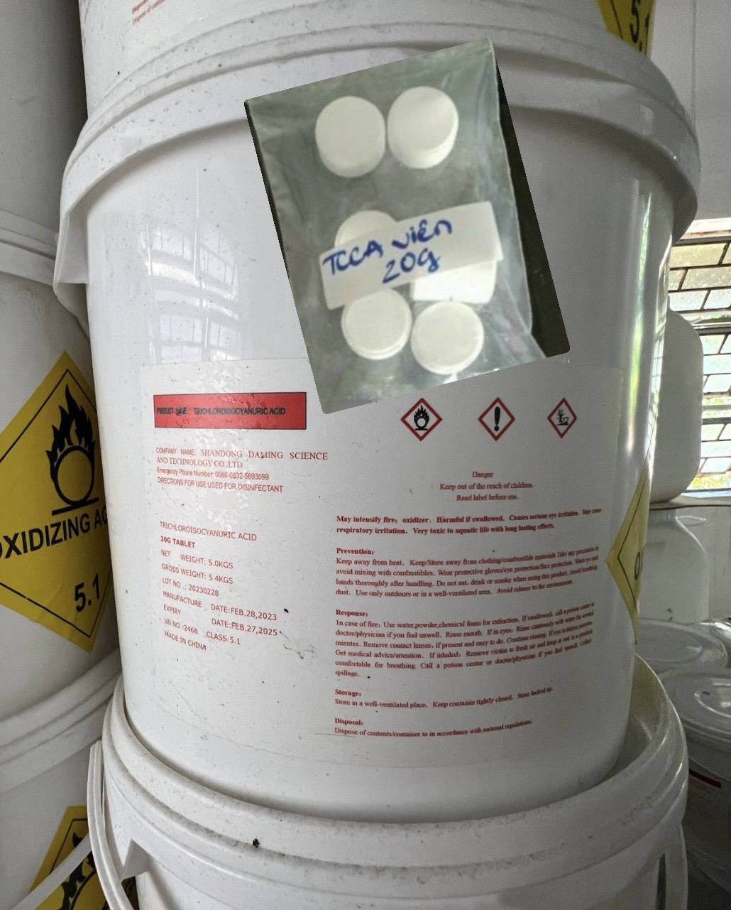 Viên khử trùng đa năng - hóa chất clo tcca 90% dạng viên nén 20gr - thùng 5kg