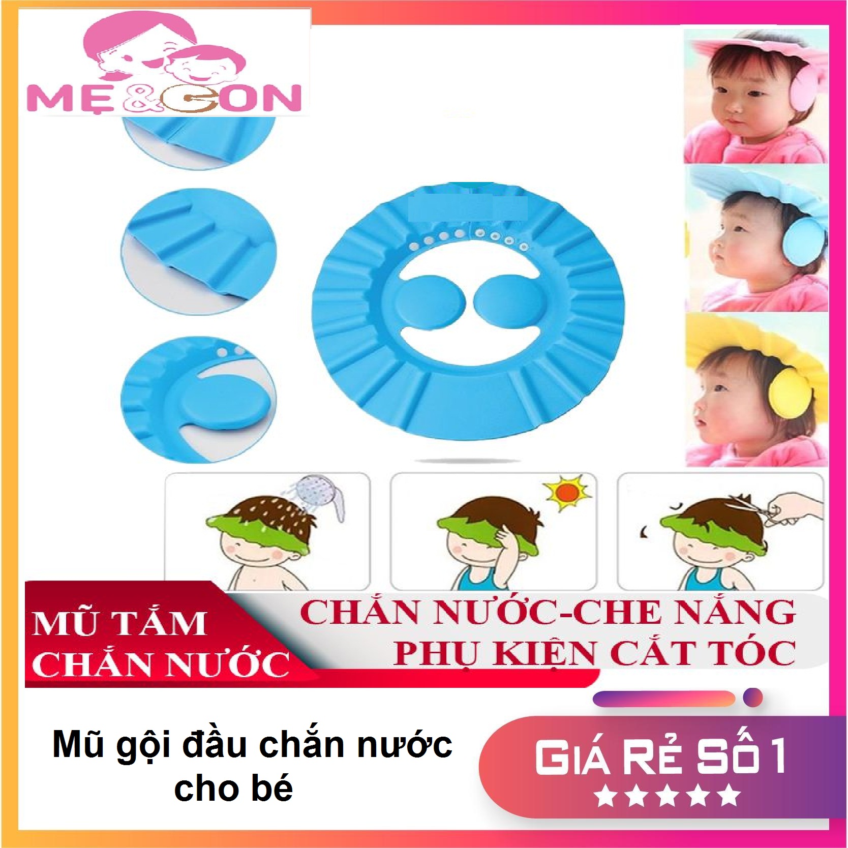 Mũ gội đầu chắn nước bịt tai cho bé yêu - Giới hạn 1 sản phẩm/khách hàng