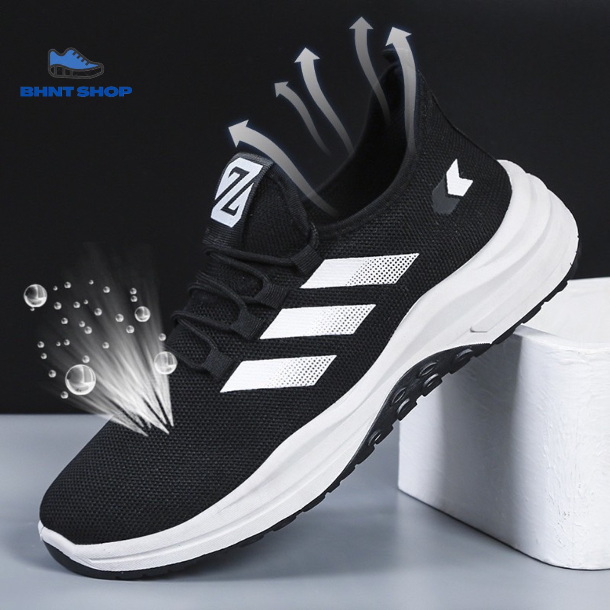 Giày thể thao sneaker nam 2 vạch gót đơn giản dễ phối đồ bền đẹp