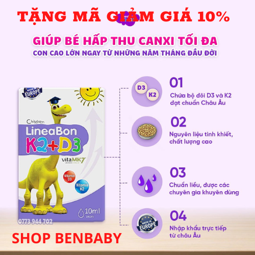 [FREESHIP - TẶNG MÃ GIẢM GIÁ 10%] LineaBon D3 K2- drops, Vitamin  D3K2 tăng chiều cao, D3K2 snovekia .  LIÊN HỆ TRỰC TIẾP ĐỂ ĐƯỢC GIÁ TỐT 0972831447