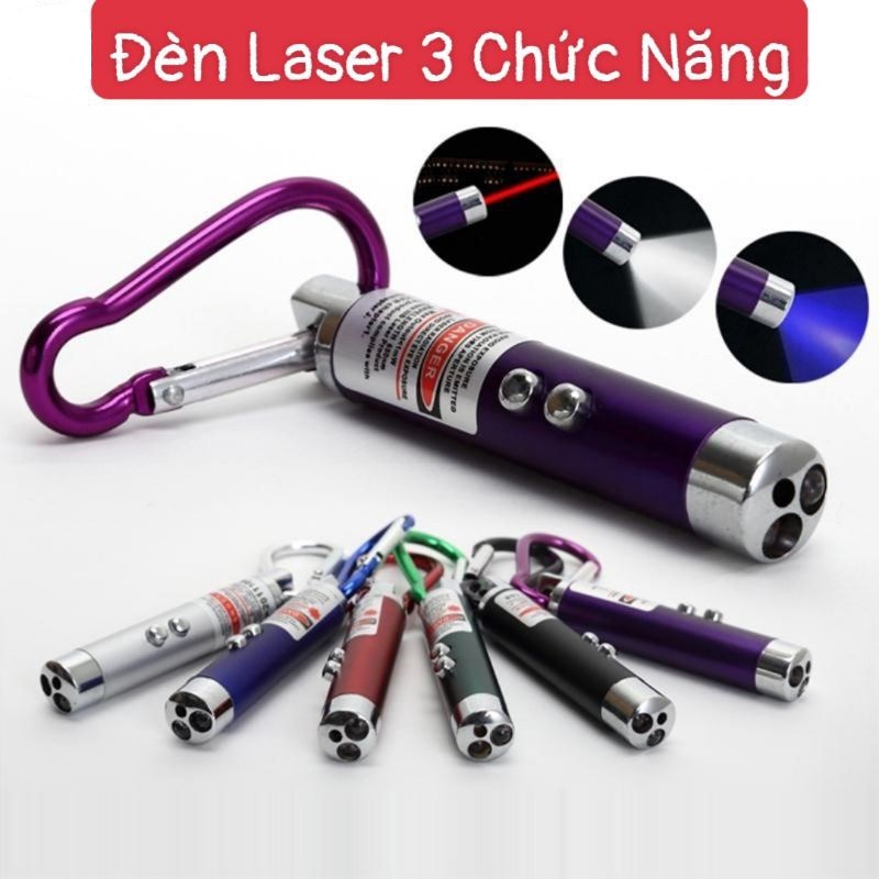 Đèn laser 3 chức năng có móc khóa