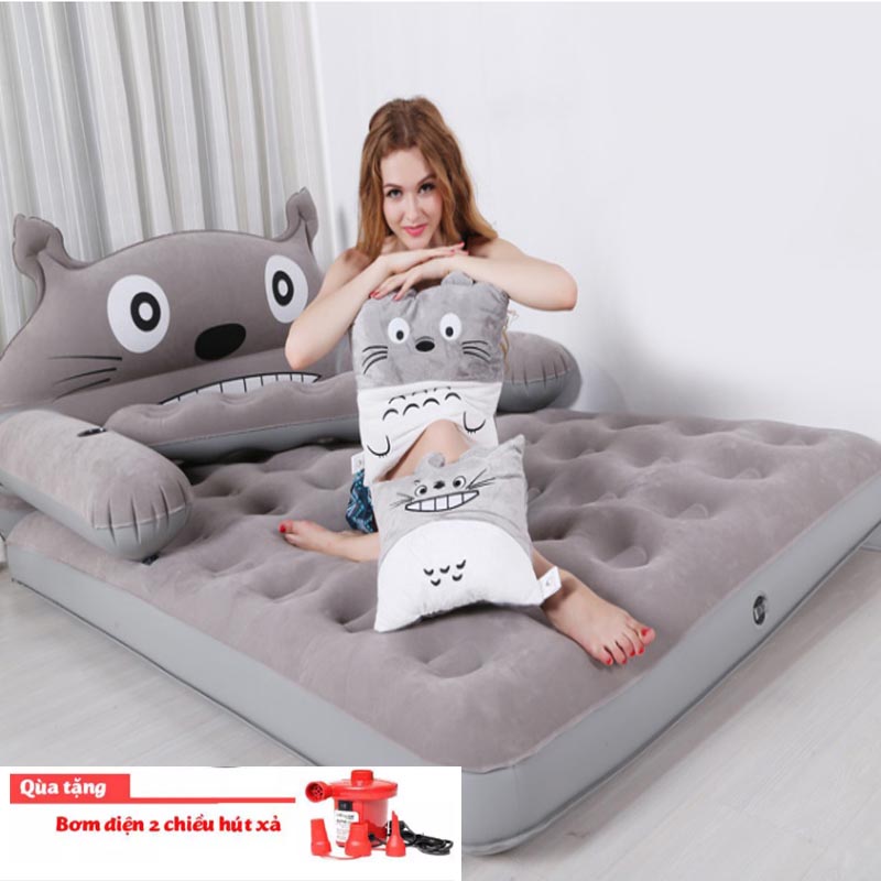 -bộ giường hơi cao cấp hình thú - giường hơi đôi 2 người nệm hơi hình thú giường đệm hơi giường bơm hơi giá rẻ + tặng kèm bơm điện- giường hơi cao cấp