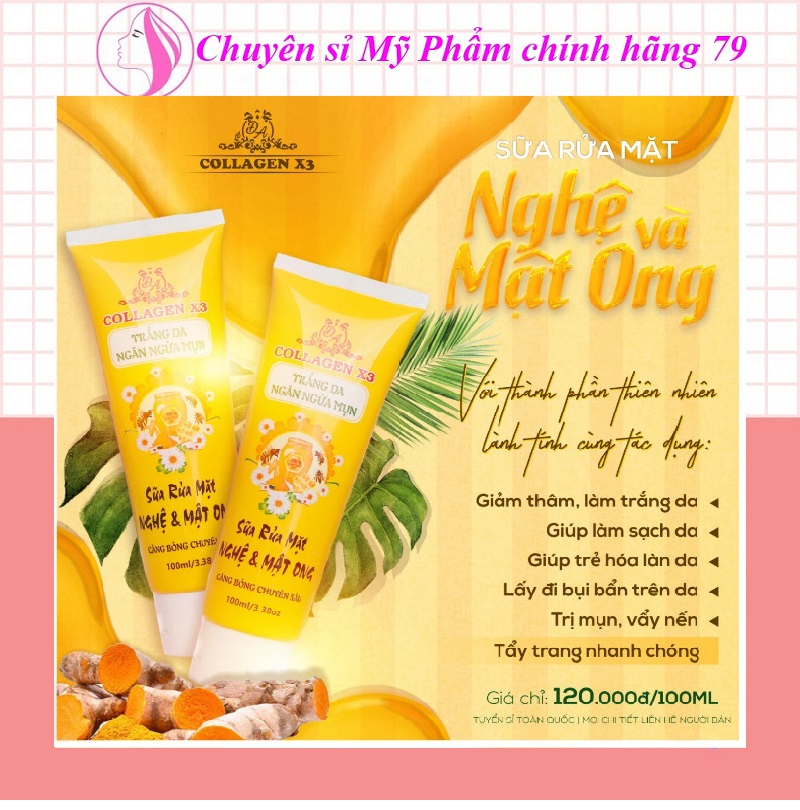[Freeshipmax] Sữa Rửa Mặt Collagen X3 ngừa mụn sạch nhờn dưỡng ẩm da chống nắng