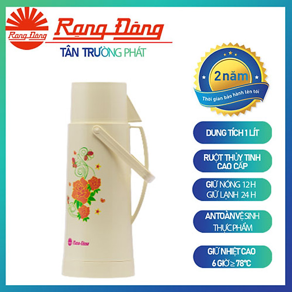 Phích đựng nước nóng 1 lít rạng đông, bình thuỷ giữ nhiệt, model: rd 1038 n1