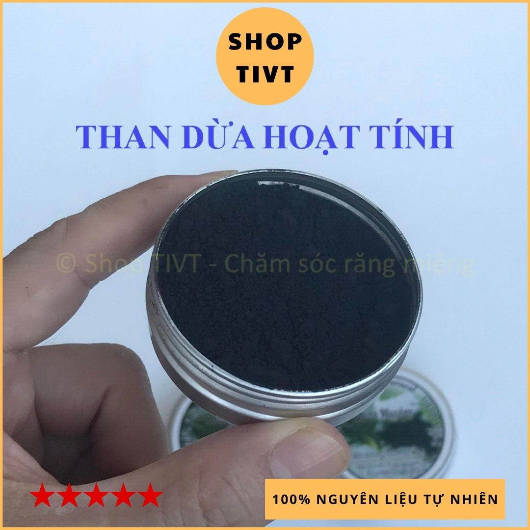 Bột than dừa hoạt tính dùng để đánh trắng răng tự nhiên, tốt cho khoang miệng: hấp thụ độc tố và các thành phần gây mùi khó chịu-TIVT