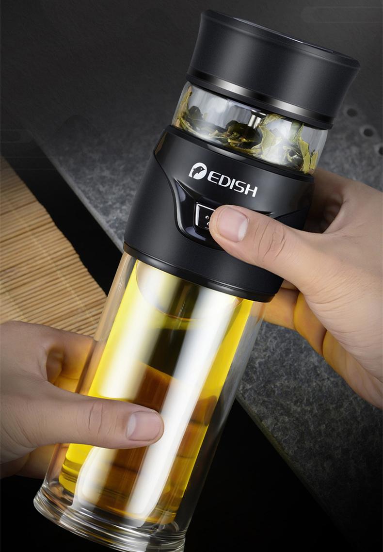 Bình Pha Nước Uống, Bình Pha Trà Edish (450ml), Công Nghệ Đức Màng Lọc Thông Minh,  Nút Bấm Thông Minh, Giữ Nhiệt Lâu, Lõi An Toàn Tiện Lợi