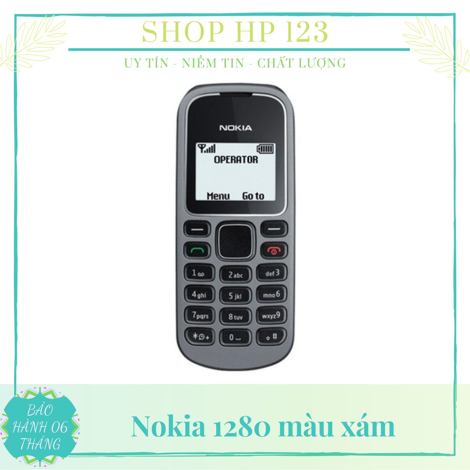 Điện thoại Nokia 1280 màu xám | Kiểu dáng thanh cổ điển và pin sử dụng siêu lâu, có tiếng Việt | Bảo hành 06 tháng
