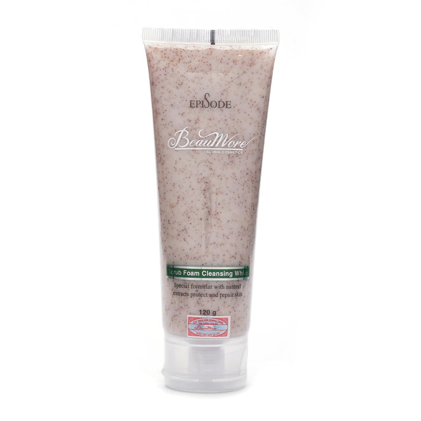 Sữa Rửa Mặt Hạt Mơ BeauMore Episode Scrub Foam Cleansing White 120g