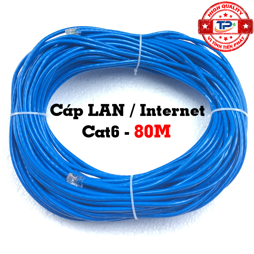 Dây cáp mạng LAN Internet bấm sẵn UTP Cable chống nhiễu dài 80m chuẩn CAT6