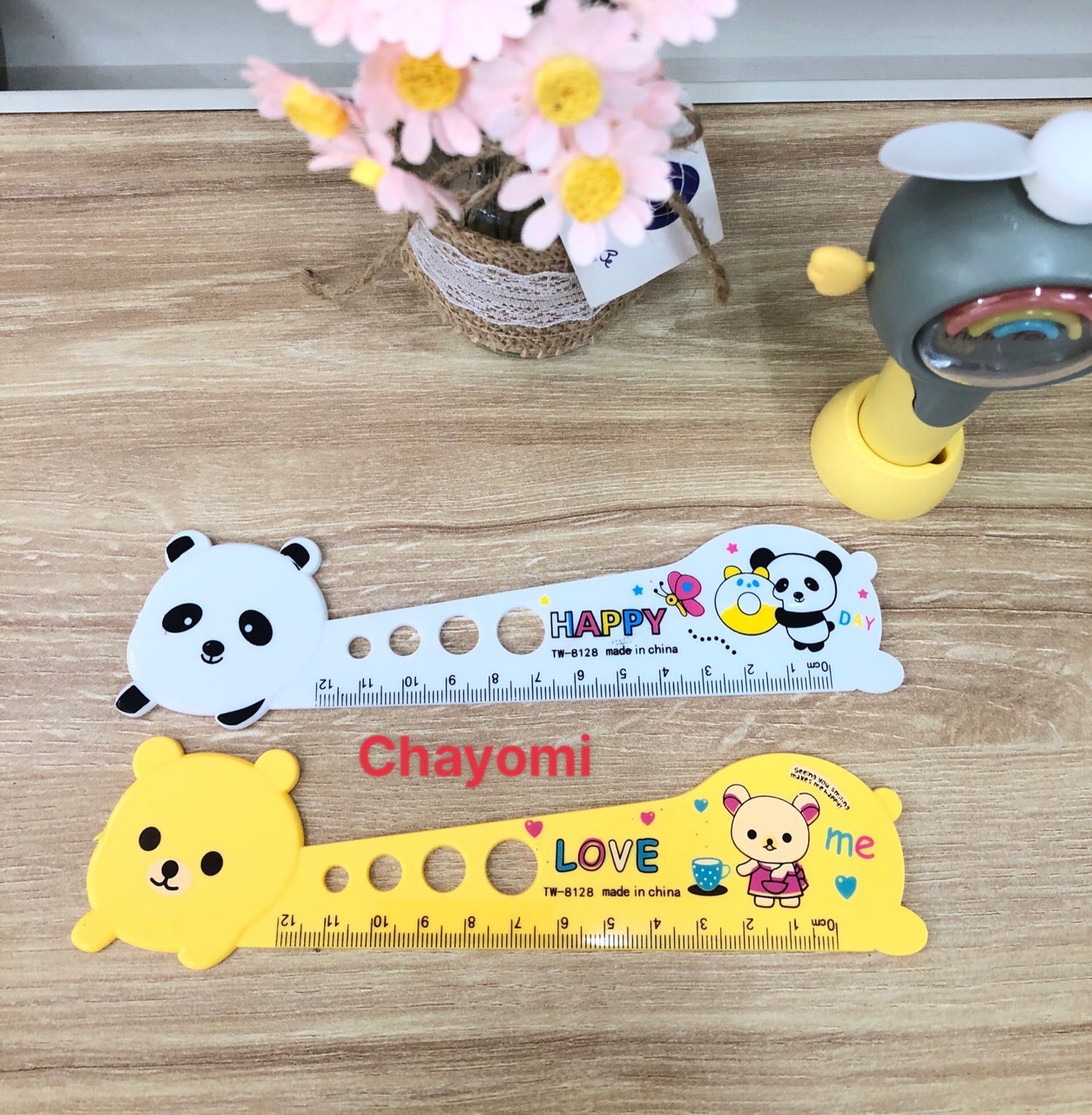 Combo 2 cây Thước kẻ kiểu nhựa hình dáng đáng yêu hình con gấu trúc