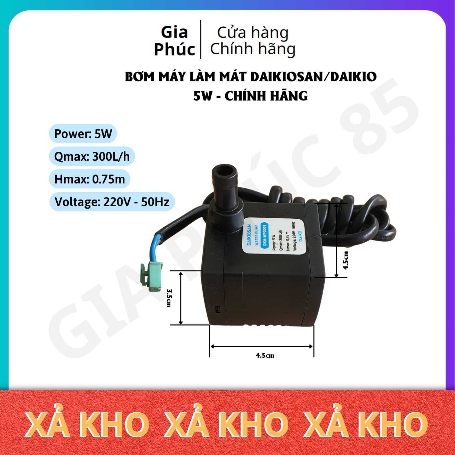 Máy bơm quạt hơi nước 5w, dka-0800a/dka-01500b daikiosan/ daikio - chính hãng