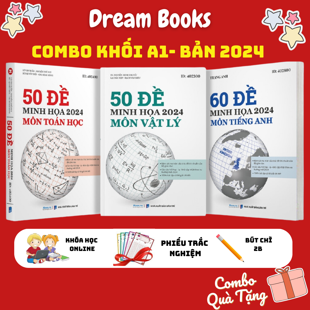 Sách- bộ đề thi trắc nghiệm khối a1 toán lý anh năm 2024- sách luyện đề minh họa ôn thi thpt quốc gia