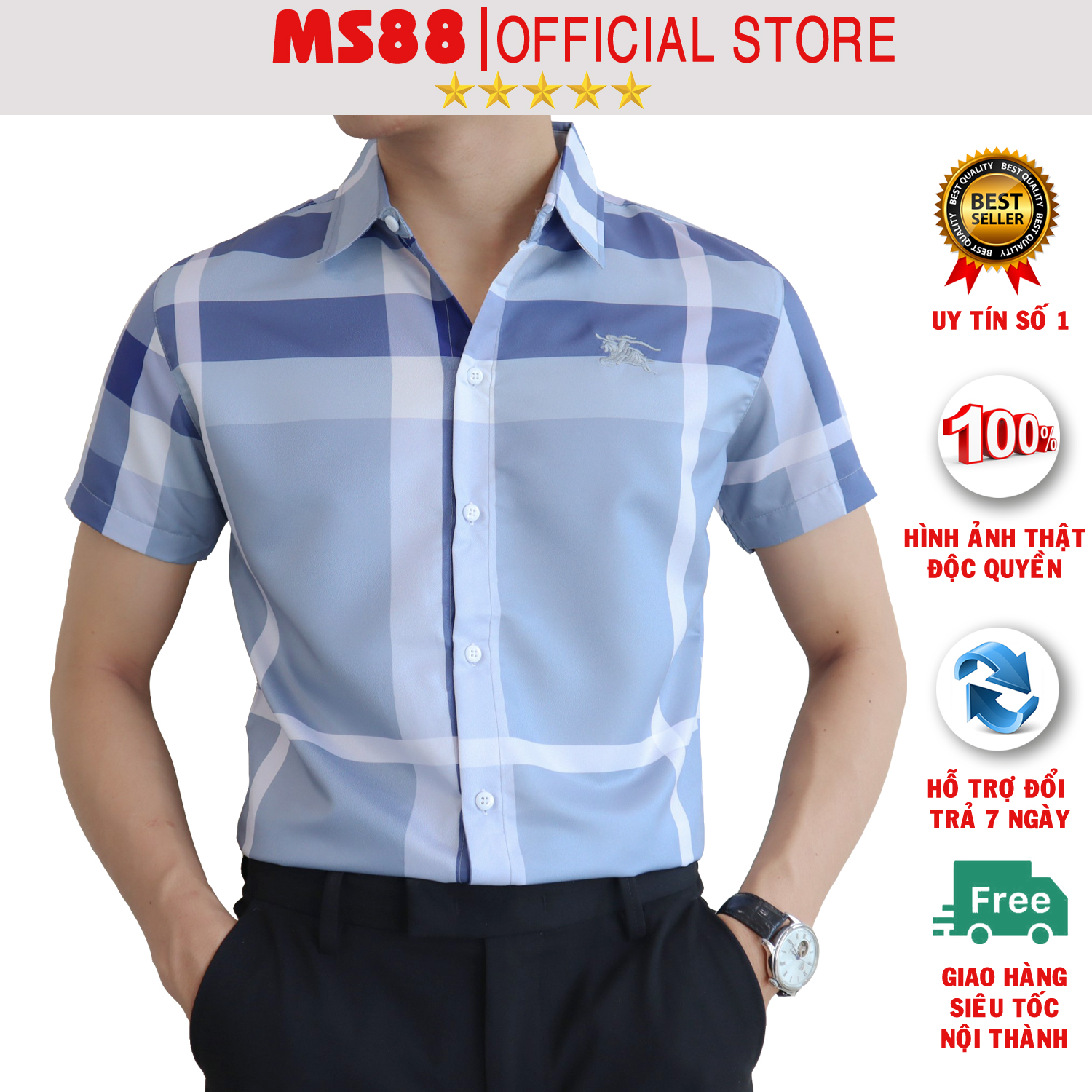 Áo Sơ mi nam ngắn tay cao cấp đẹp phong cách Hàn Quốc mới nhất STN3D-08
