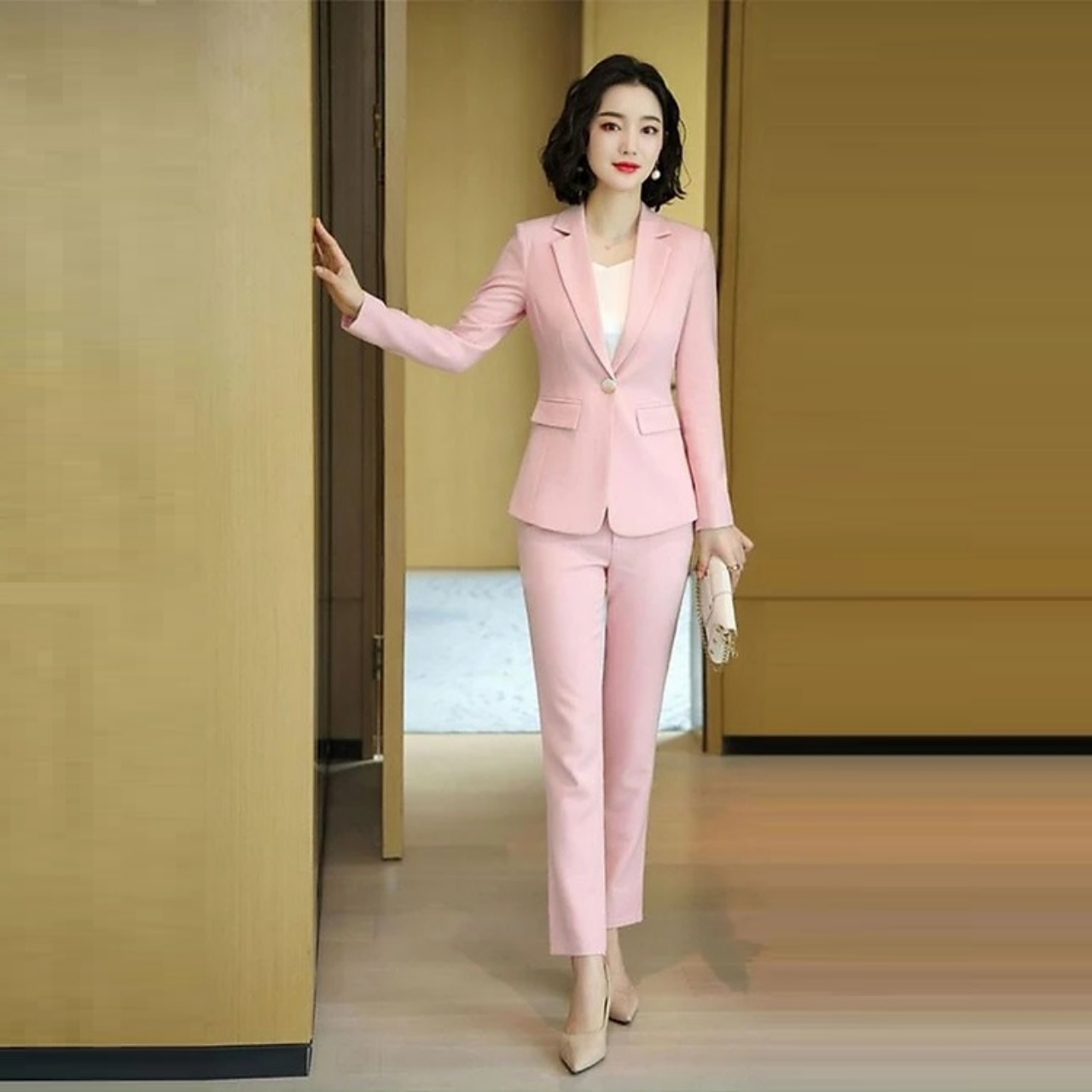 Set áo vest 2 lớp tay dài + quần dài tj32 - hồng