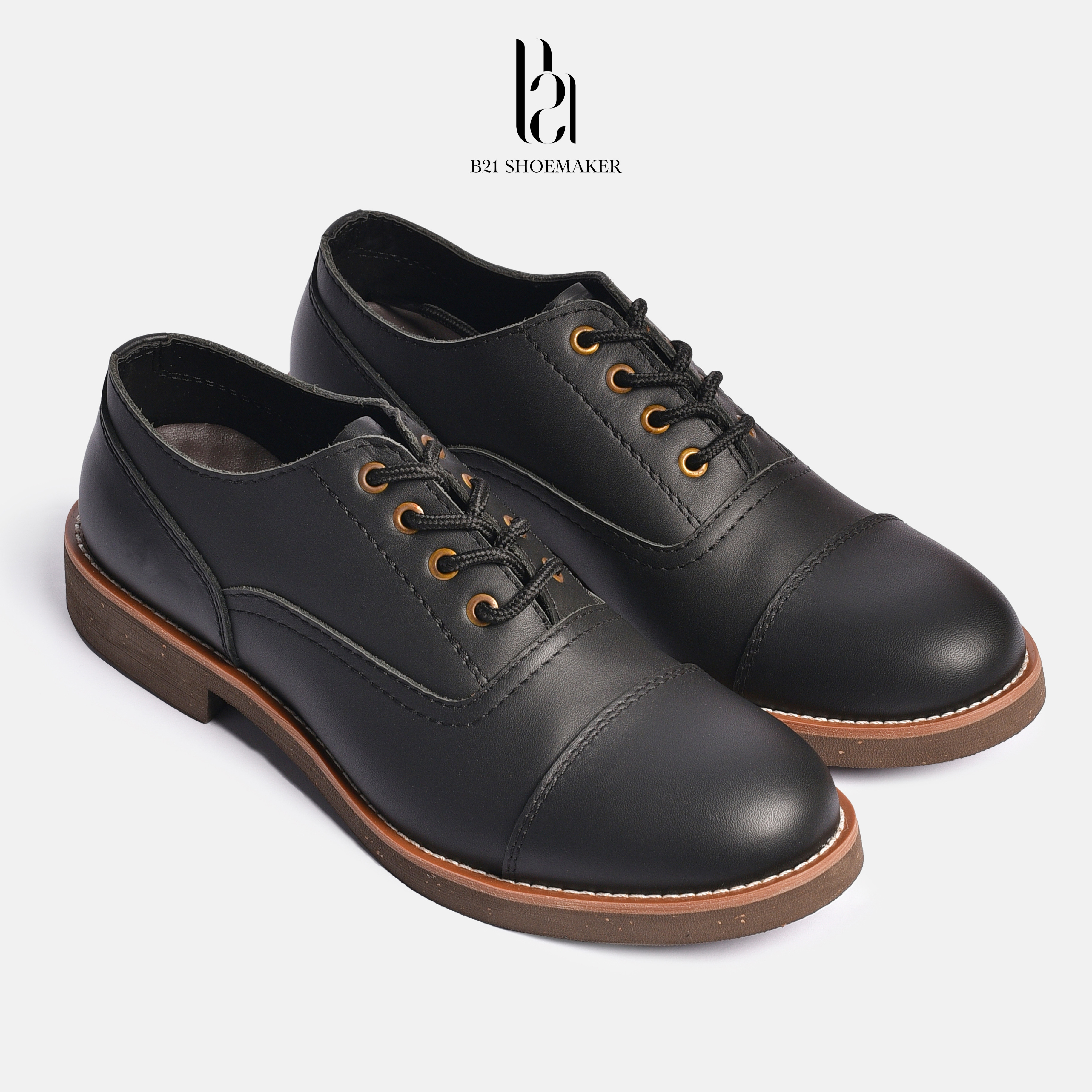 Giày tây nam da bò sáp đế cork niktrial lót giày tăng chiều cao đệm khí tăng 2cm thời trang vintage - b21 shoemaker