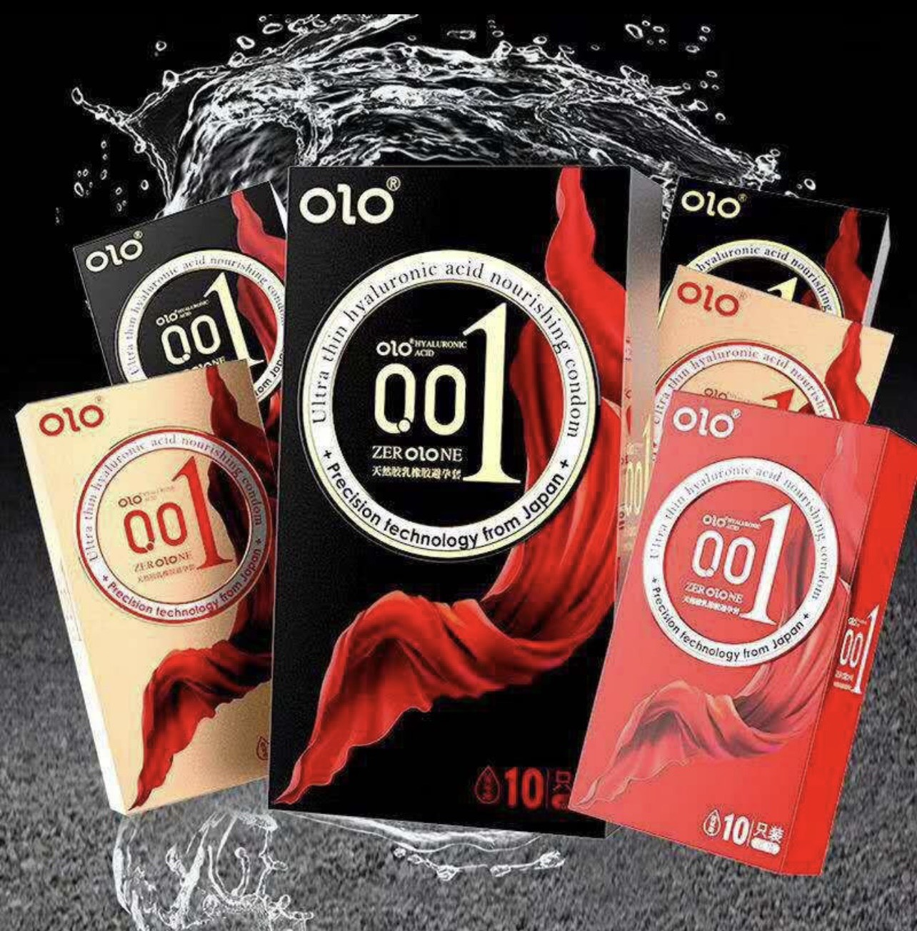 Siêu mỏng - loại 1 Combo 4 hộp 40 bao cao su OLO siêu mỏng 0.01mm tùy chọn mẫu Nhiều Gel Gân Gai Tăng khoái cảm