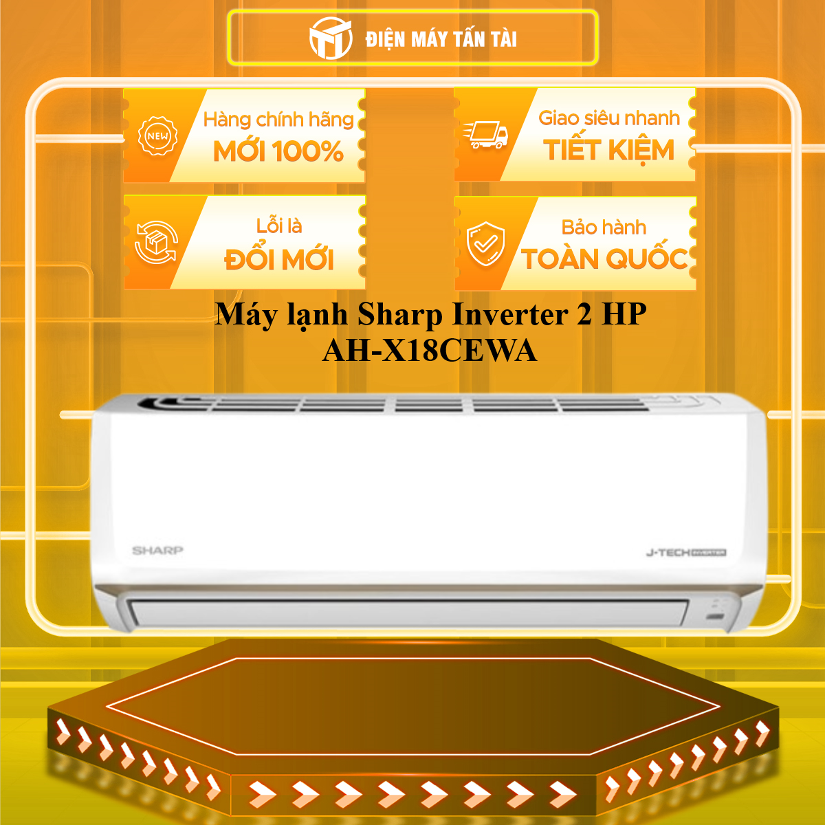 Máy lạnh Sharp Inverter 2 HP AH-X18CEWA - Dân dụng, Kích thước 20-30m²