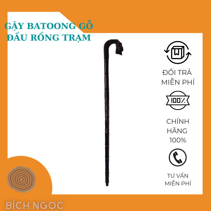 [Freeship 50k cho đơn từ 300k] Gậy Batoong gỗ hỗ trợ cho người cao tuổi - Mỹ Nghệ gỗ Bích Ngọc