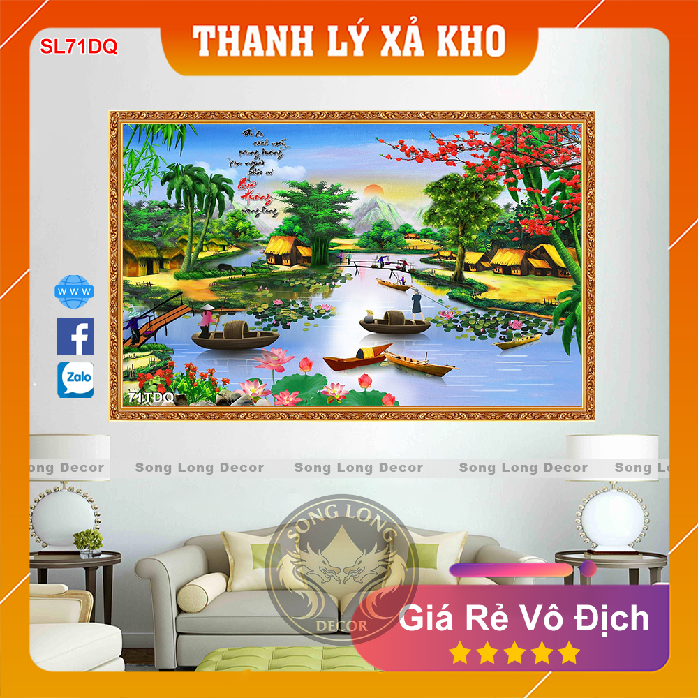 Tranh dán tường làng quê việt nam - sl71dq-tranh 3d đồng quê - song long decor