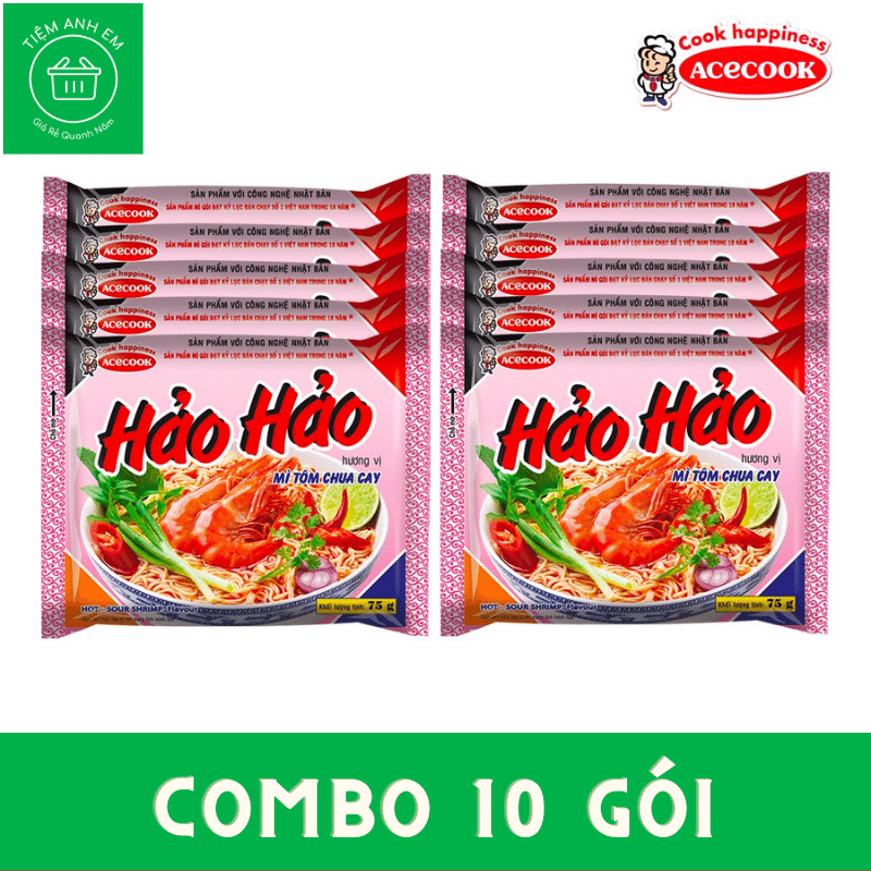 Combo 10 gói mì Hảo Hảo tôm chua cay 75g
