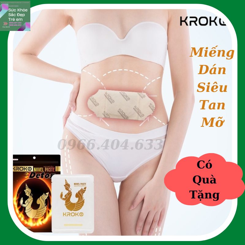 Miếng dán giảm mỡ bụng, dán siêu tan mỡ cấp tốc không cần tập, miếng dán tan mỡ bụng hiệu quả kroko detox thái lan navel paste gói 5 miếng