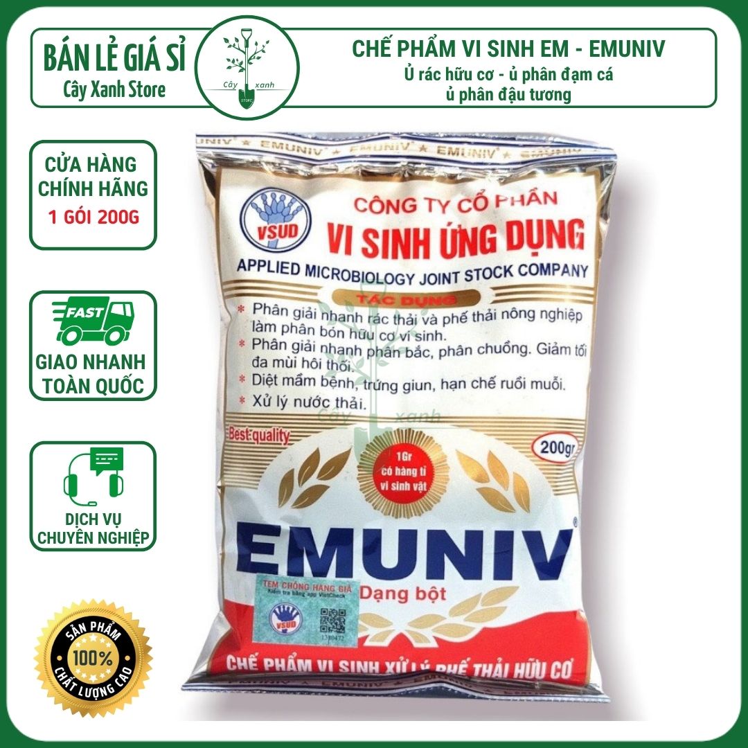 Chế Phẩm Men Vi Sinh EMUNIV Dùng Ủ Phân Cá, Ủ Rác Thải Hữu Cơ Vi Sinh, Chuyển Hóa Phân Bón | Cây Xanh Store Phân Phối Hạt Giống Rau Củ quả, Xơ Dừa Nén, Mùn Dừa Nén, Phân Bón Hữu Cơ Trồng Rau Sạch, Hoa Hồng, Cây Cảnh