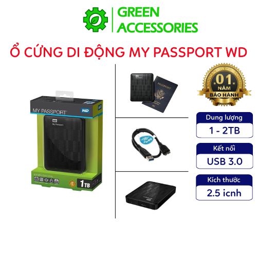 Ổ Cứng Di Dộng Box Hdd Westen My Passport Dung Lượng 1Tb 2Tb, Tự Động, Sao Lưu, Kết Nối Usb 3.0, Bảo Hành Chính Hãng