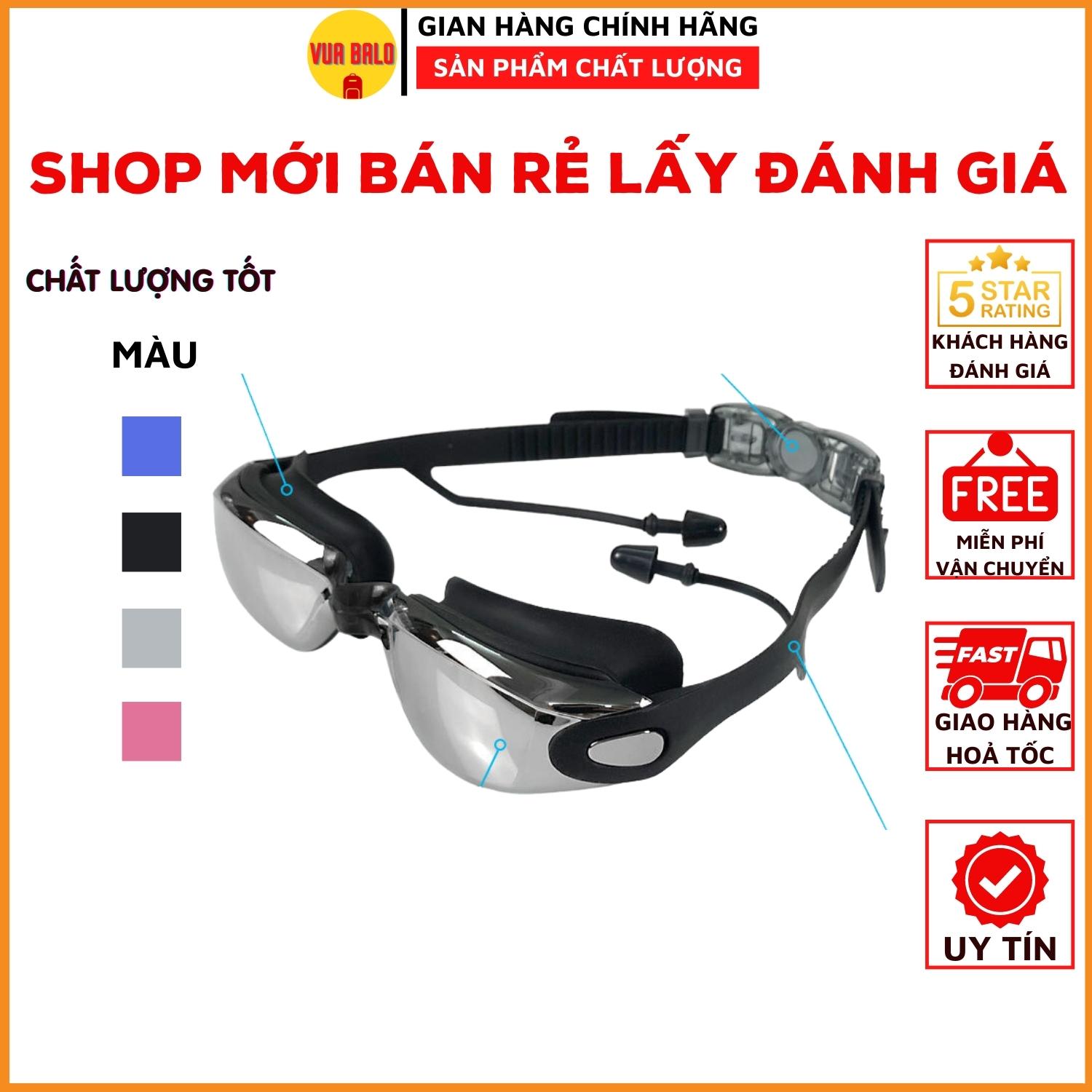 Kính bơi người lớn tráng gương và bịt tai kẹp mũi cho nam nữ, COMBO Mũ bơi và kính