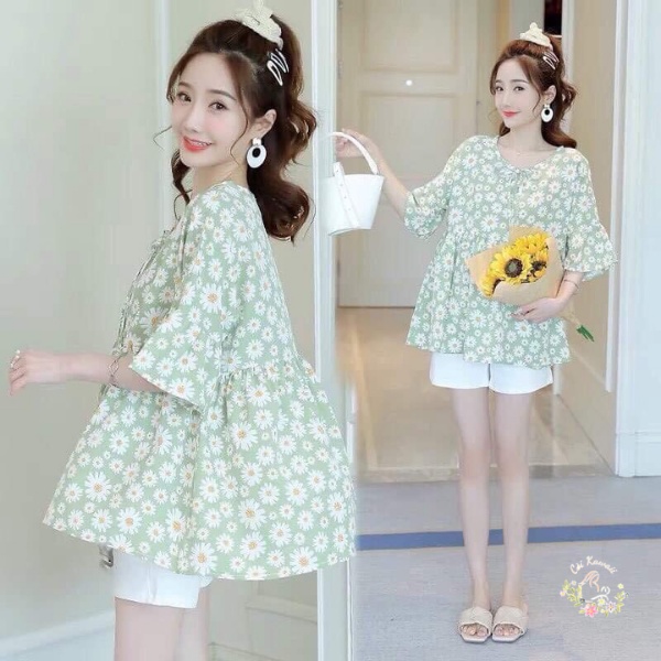 ♥ áo bầu ♥ hoa babydoll siêu xinh thiết kế đẹp kiểu dáng thời trang giá rẻ cho công sở, mặc nhà, đi chơi mùa hè