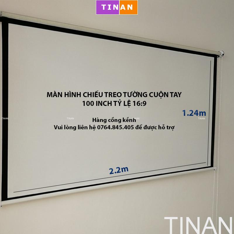 Màn chiếu treo tường cuộn kéo tay 100 inch tỷ lệ 16:9