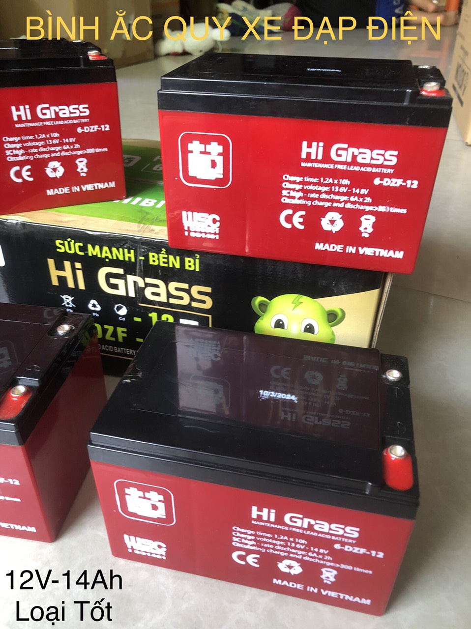 Bình Ắc Quy Chình Hãng Hi Grass 12V-14ah Dùng cho Điện và Loa Kéo