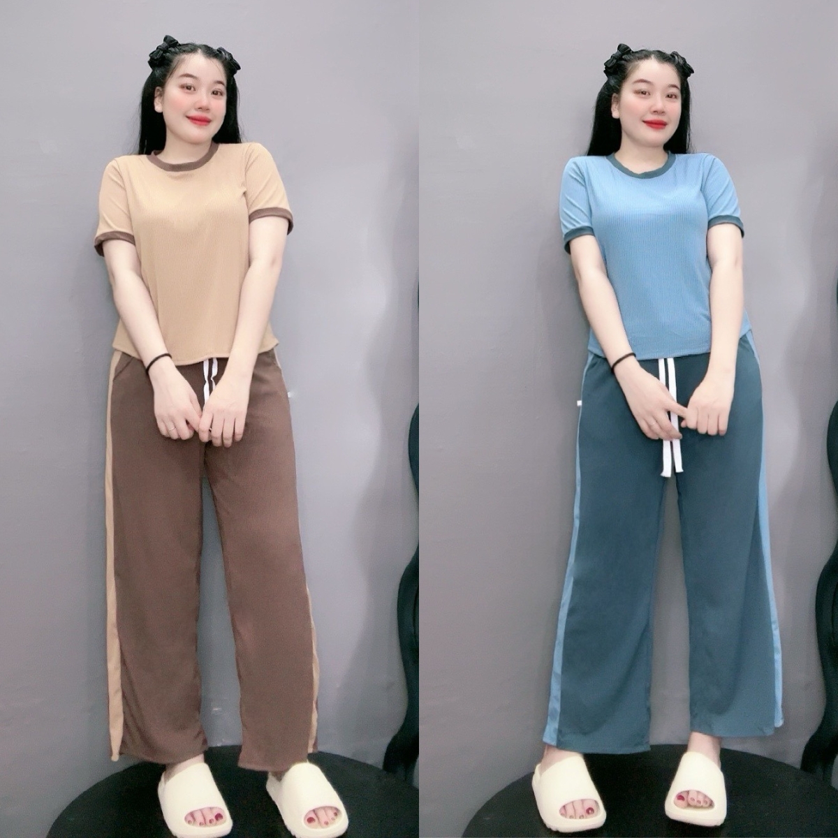 Set áo kèm quần dài bigsize MPB , đồ bigsize co giản ống rộng SET26