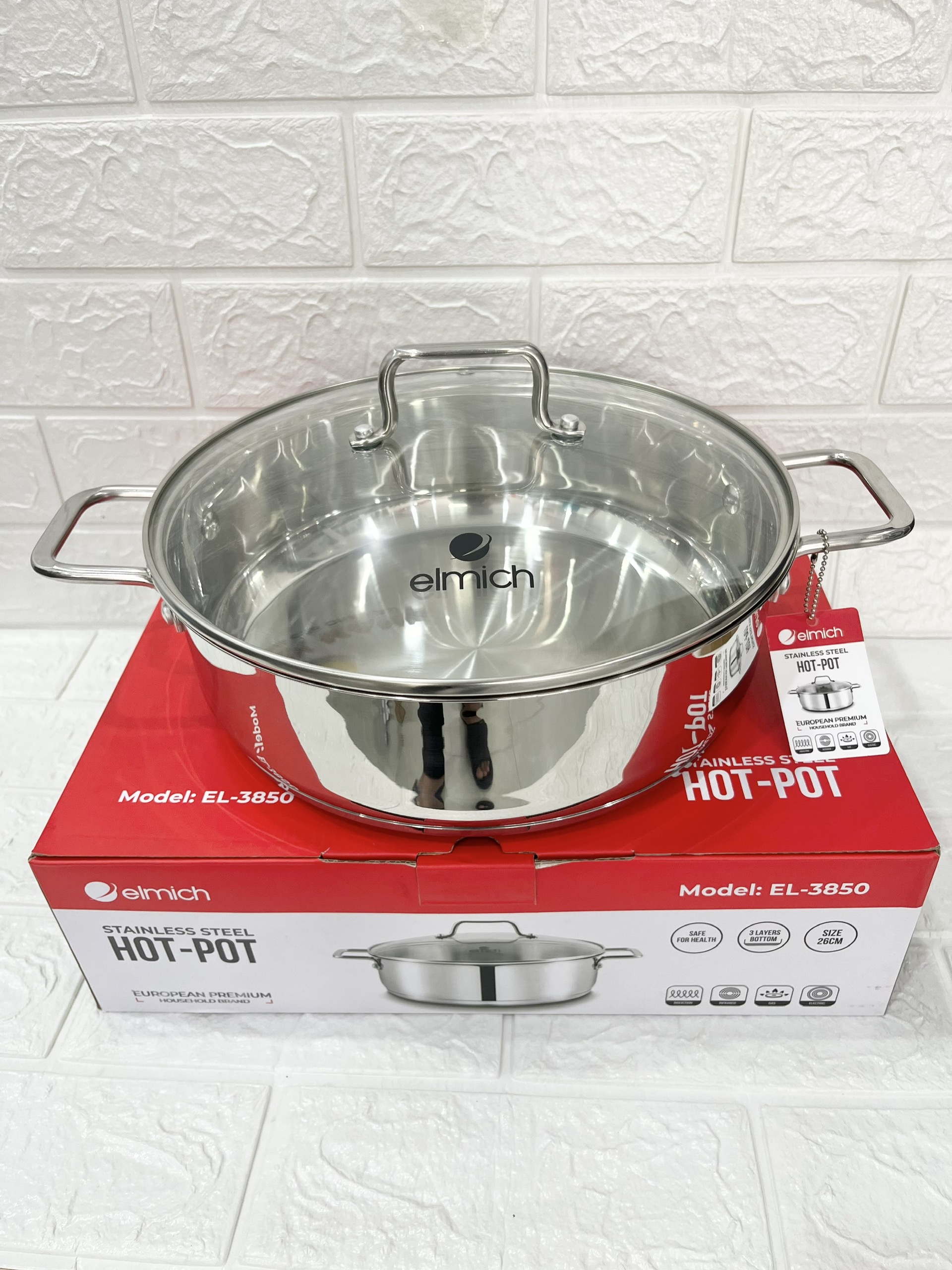 Nồi lẩu inox 3 đáy elmich el-3850 size 26cm