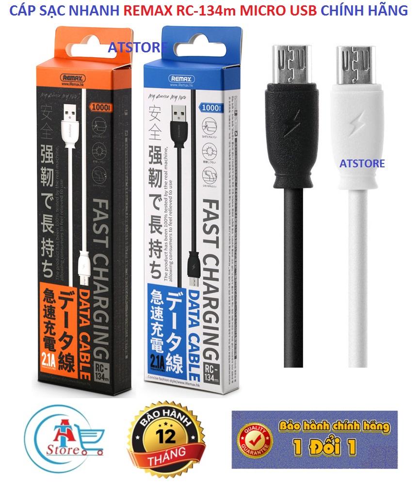 Cáp Sạc Nhanh Remax RC 134m Micro USB 1m - BH 12 Tháng