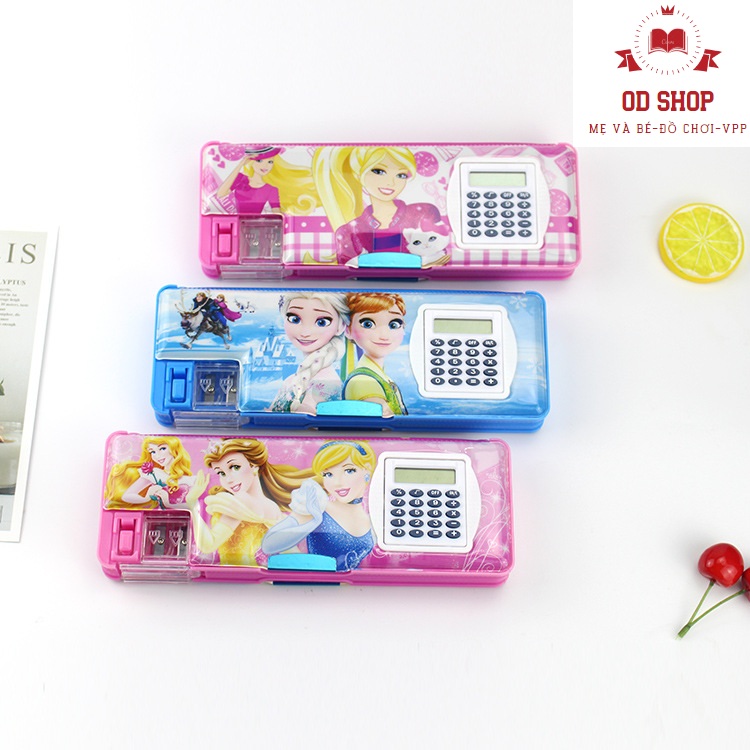 Hộp đựng bút cho bé có máy tính, Hộp đựng bút cho bé có tích hợp máy tính nhỏ gọn, xinh xắn, Hộp đựng bút kèm máy tính và gọt bút chì siêu xinh, Hộp bút, bóp viết