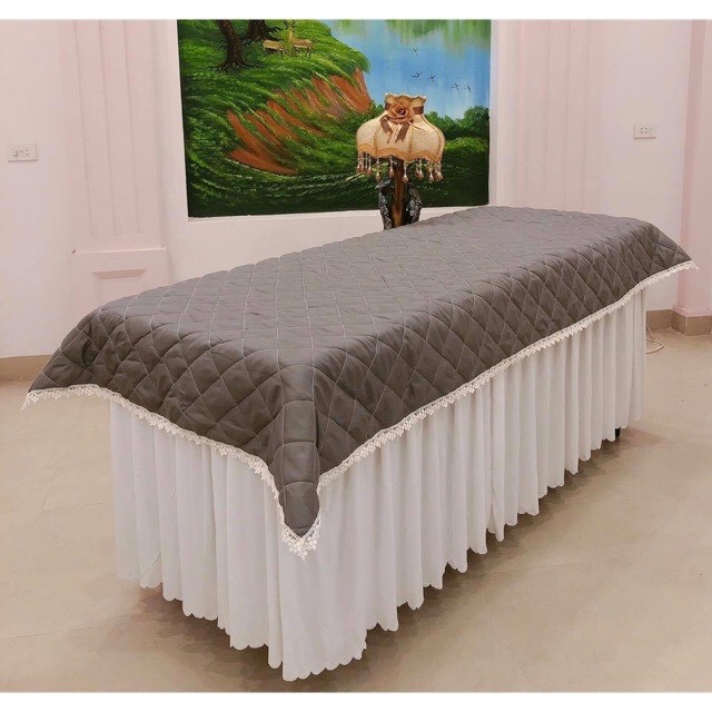 Tấm phủ giường trần bông cao cấp có ren xung quanh cho Spa Thẩm mỹ viện