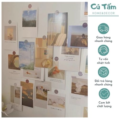 30 Tấm Postcard Dán Tường, Chụp Ảnh Phong Cách Retro - cutam.homedecor