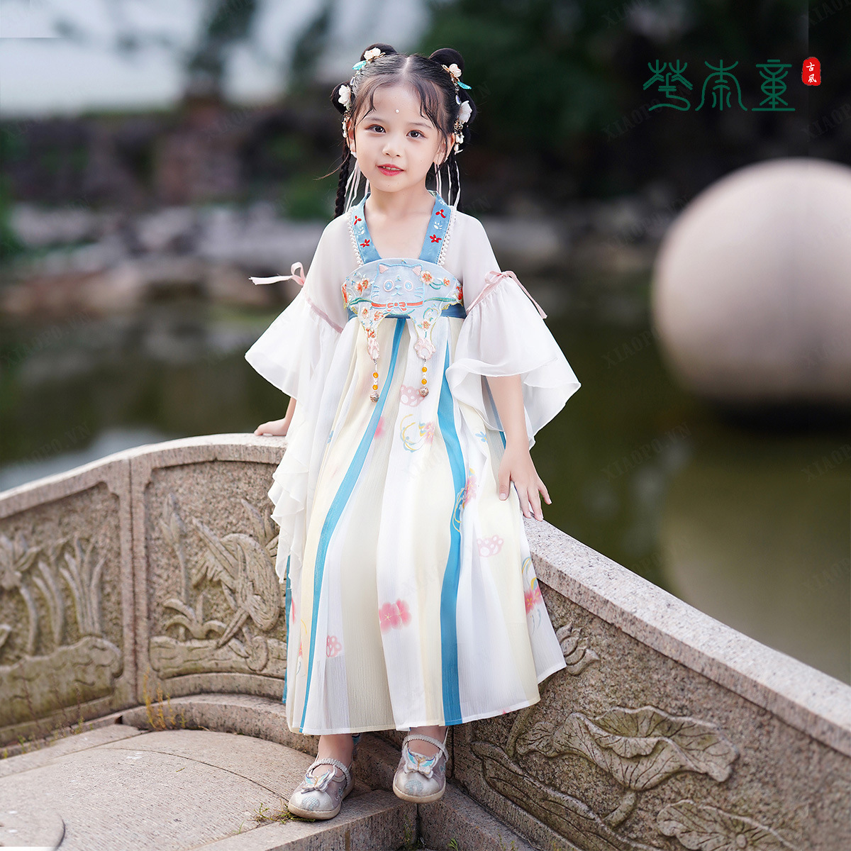 Hanfu Girls Summer Dress Summer Improved Chinese Antique Tang Suit