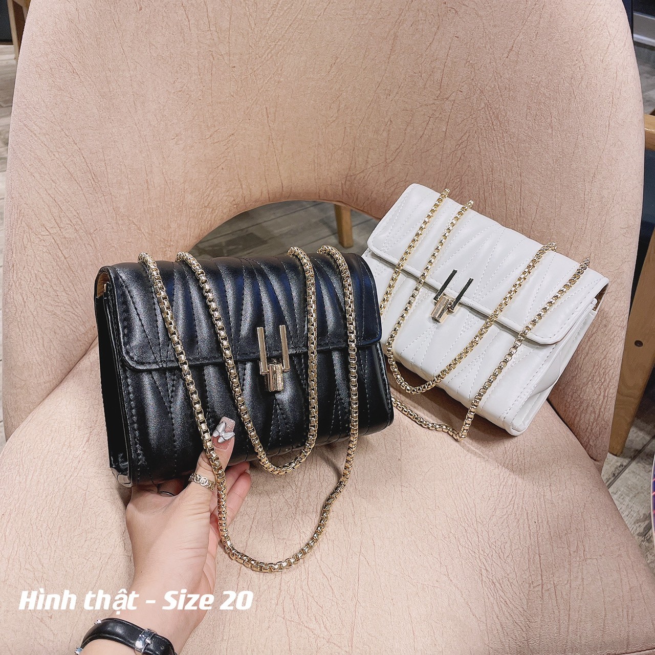 Túi đeo chéo nữ trần trám khóa bút chì CD22
