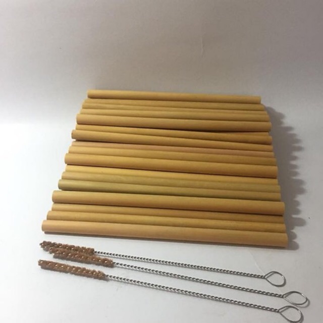 Ống hút tre nhiều size + cọ rửa ống hút
