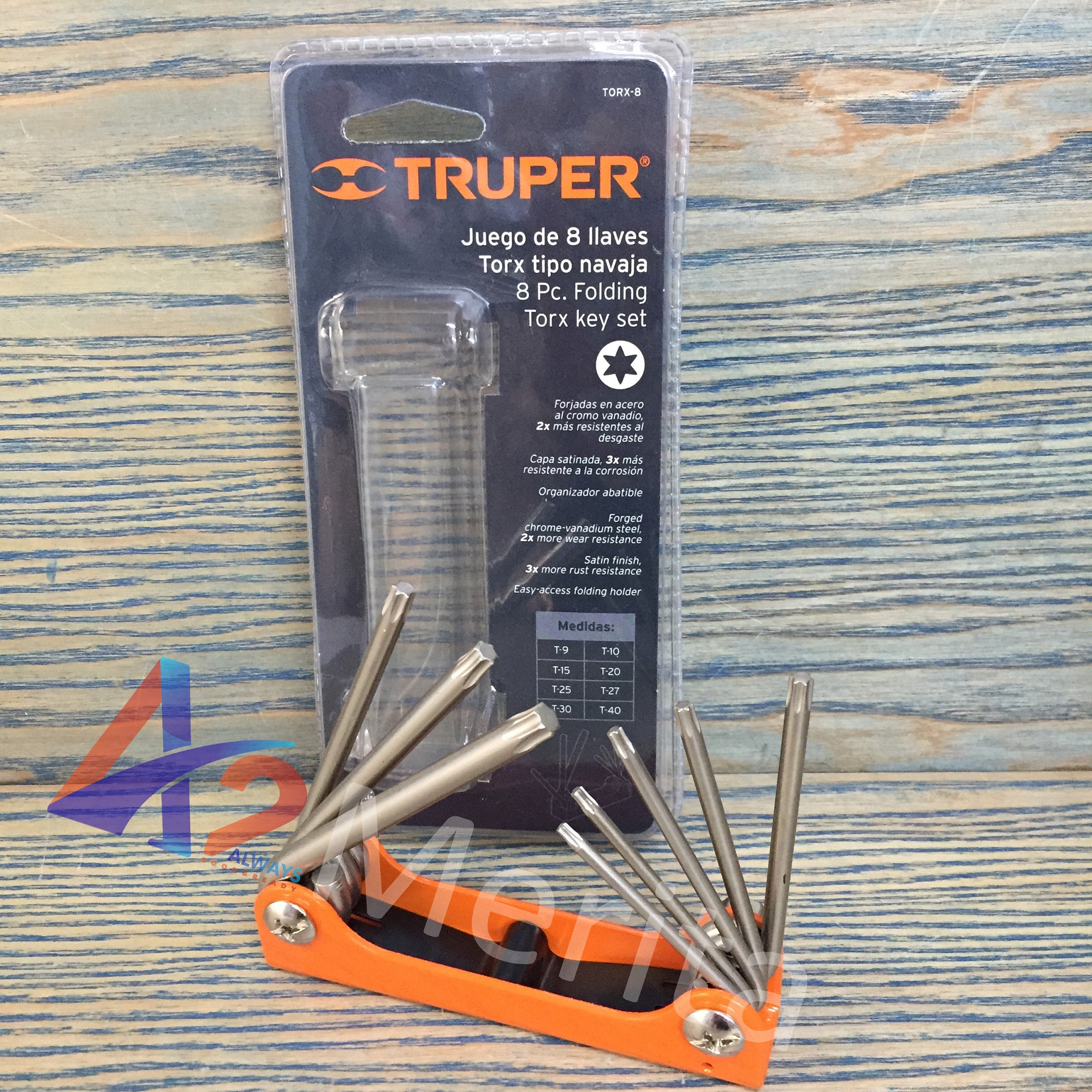 Bộ lục giác xếp đầu sao 8 chi tiết t9-t40 truper 15569