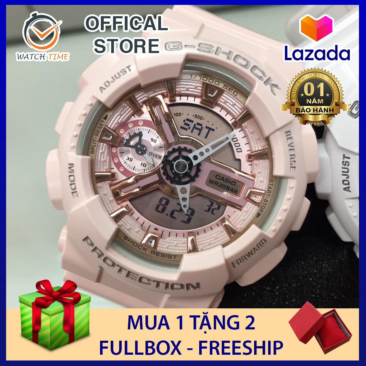 Đồng hồ nữ Casio G-Shock Nữ GMA-S110 Hồng thiết kế nhỏ gọn, màu sắc nữ tính Chống nước 200M,Tặng kèm pin dự phòng, Bảo hành dài hạn