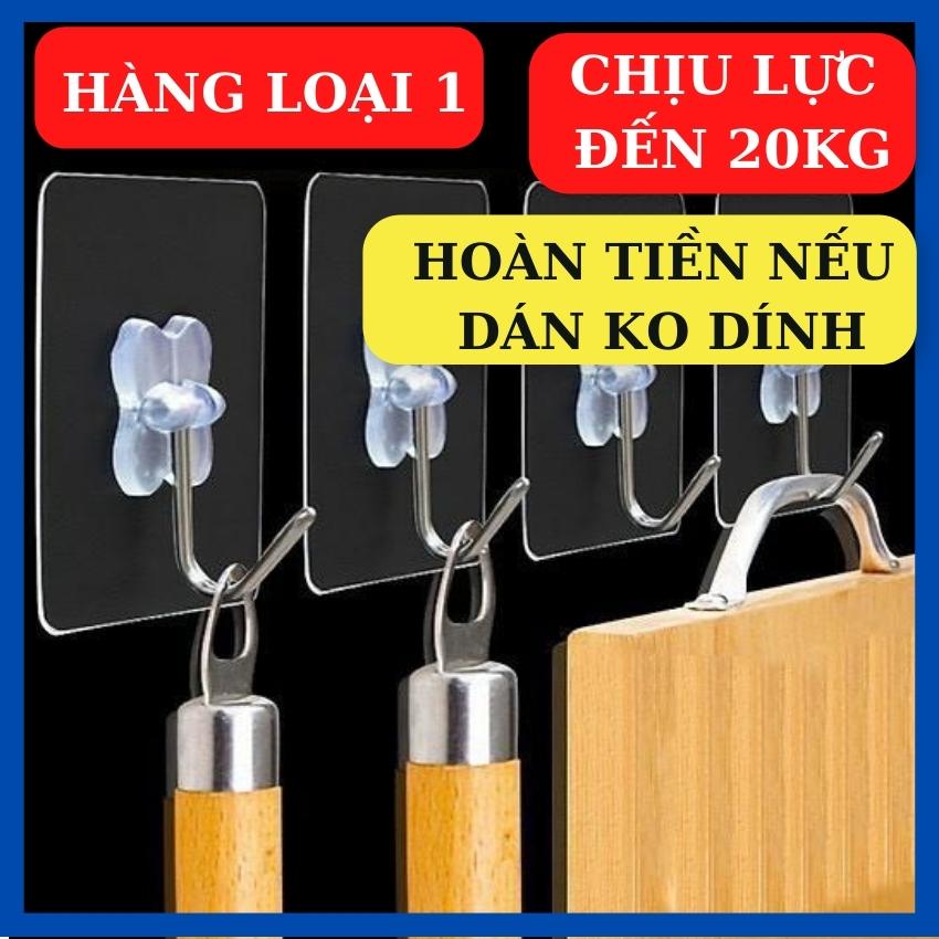 [CHỊU LỰC 20KG, HÀNG LOẠI 1] BỘ 20 Móc Dán Tường Trong Suốt Siêu Dính Chịu Lực Đến 20KG, Tiện Lợi, Treo Được Nhiều Vật Dụng