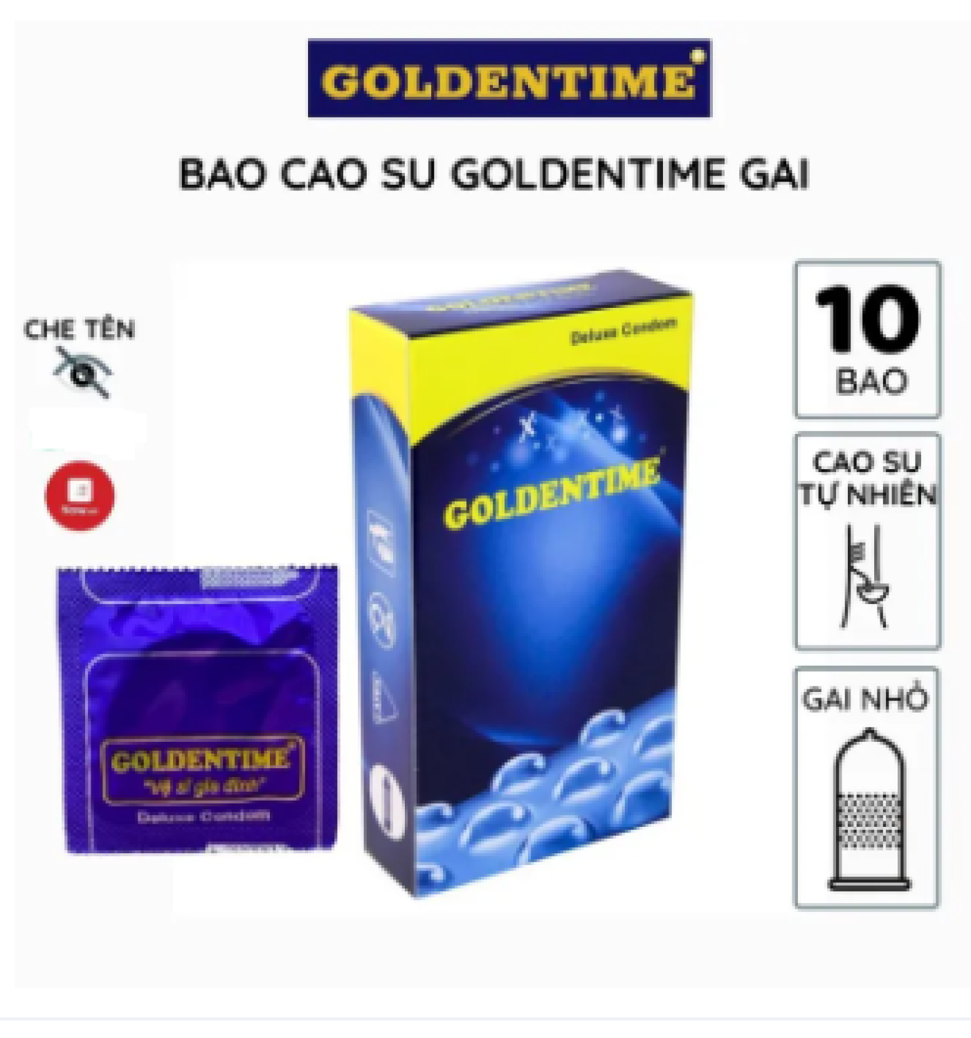 Bao cao su giá rẻ tiết kiệm Goldentime Gai Hộp 10 chiếc