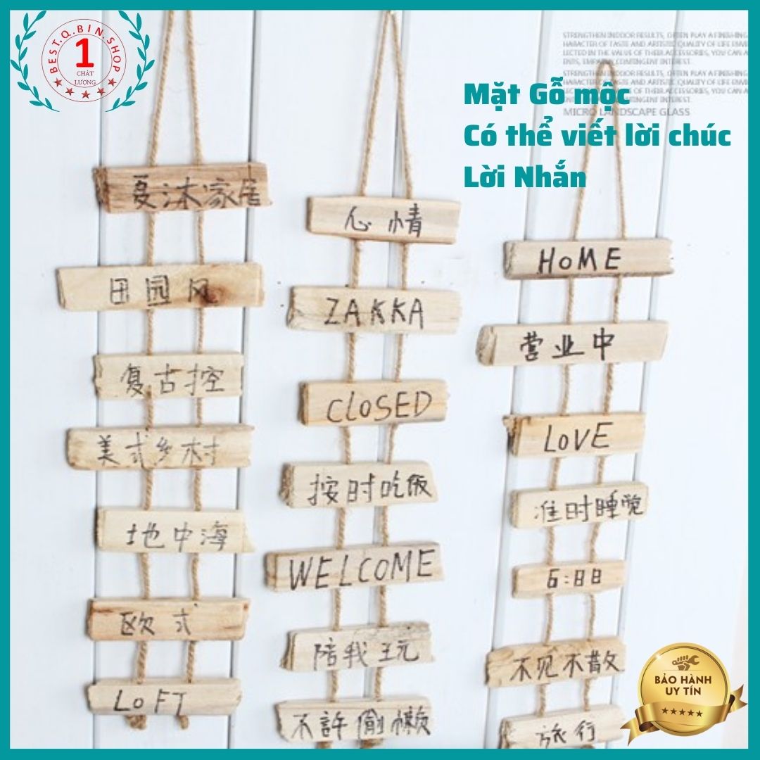 Thang gỗ dây treo decor trang trí phòng Có Thể viết những lời chúc , mục tiêu động lực , Chất liệu gỗ tự nhiên đã xử lý . trang trí nhà maitoshi MTS Qbinshop Cam kêt đong goi câ thân