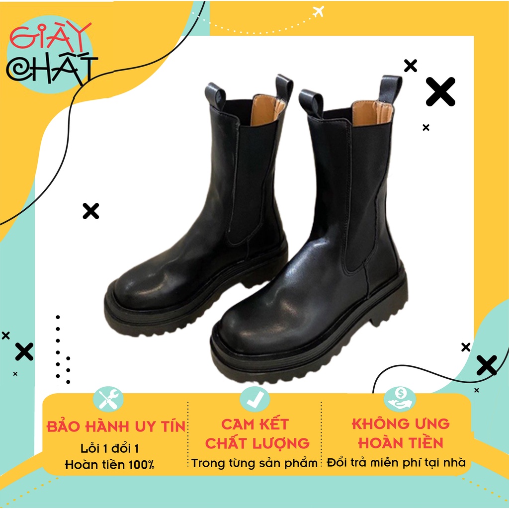 Giày bốt cổ chun phong cách Hàn Quốc, Giày boots nữ cao cổ kiểu dáng Chelsea Boots Classic đế khâu cao cấp giá rẻ
