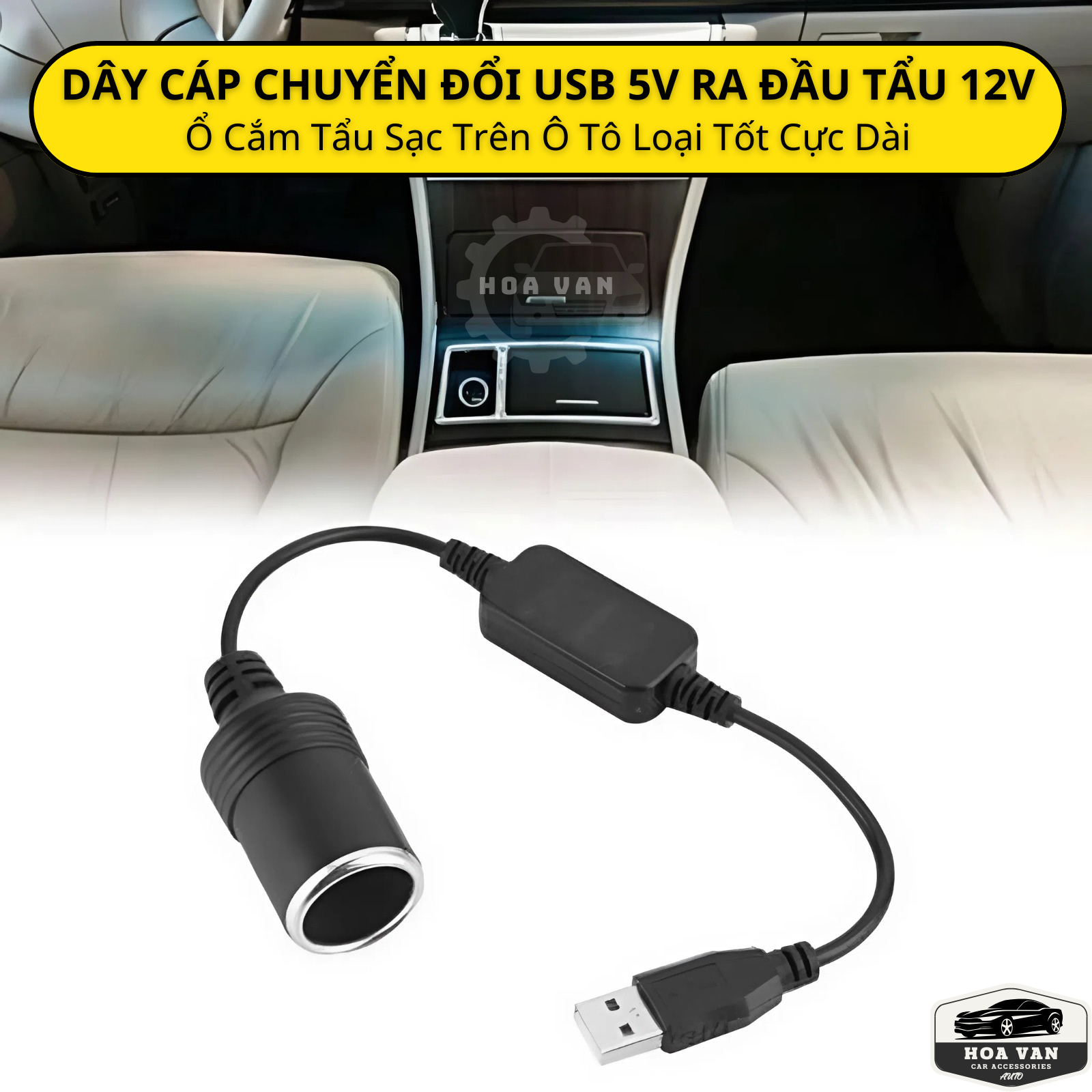 Dây Cáp Chuyển Đổi USB 5V Sang Đầu Tẩu 12V, Modun Chuyển Đổi Tẩu Sạc USB Ô Tô, Dây USB Đầu Tẩu Xe Hơi Giá 49,000 Đồng*Miễn phí vận chuyển